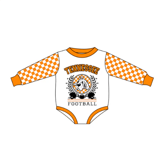 baby girl orange team design romper