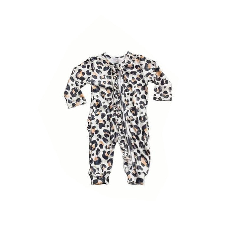 toddle girls long sleeve cheetah zip romper