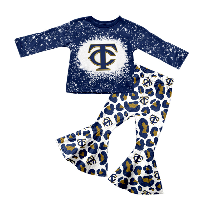 baby girls long sleeve team design bell bottoms outfit