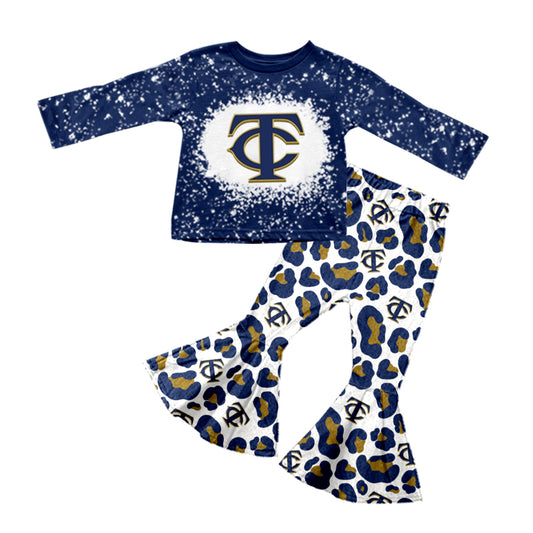 baby girls long sleeve team design bell bottoms outfit