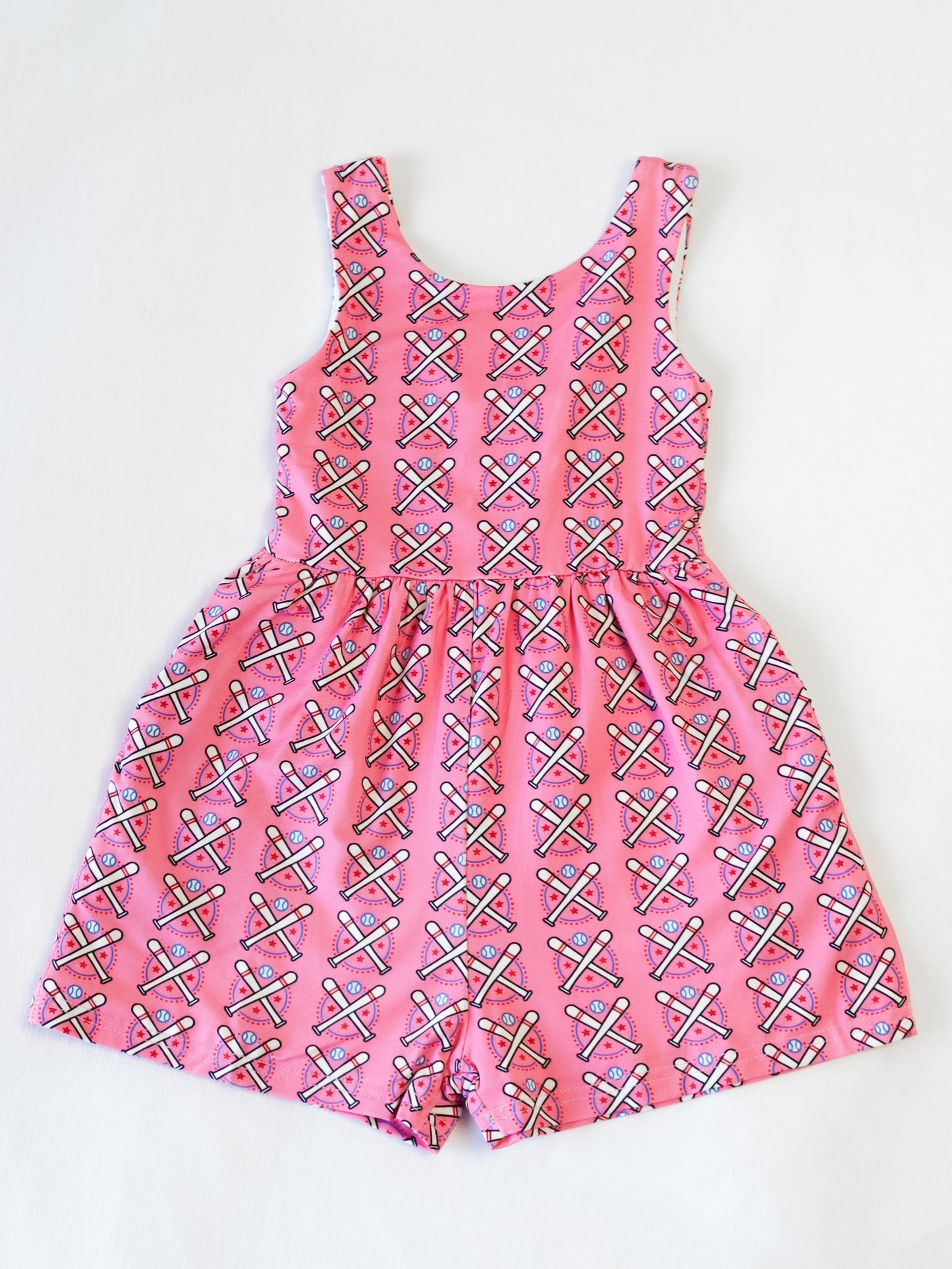 toddle girls baseball design summer jumpsuit