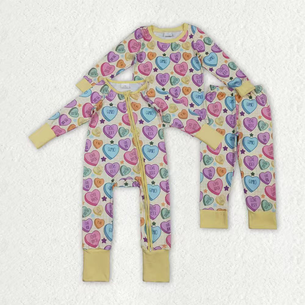 Colorful heart girls long sleeve Valentines day outfit