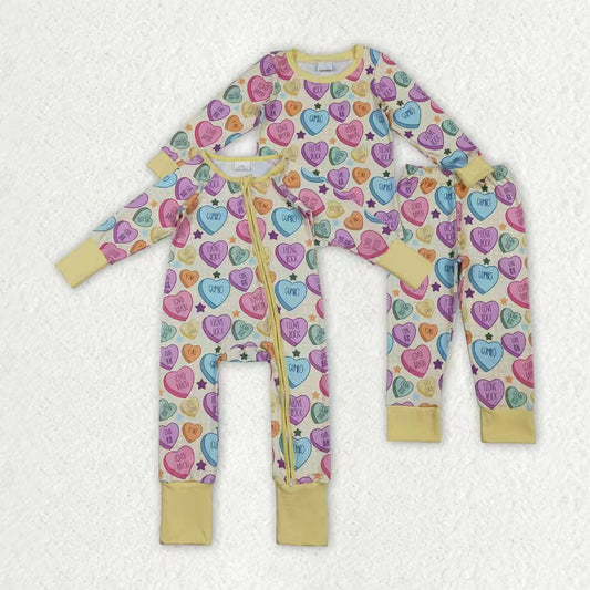 Colorful heart girls long sleeve Valentines day outfit