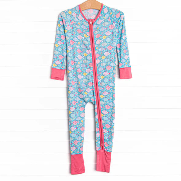 toddle baby girl fish print zip romper