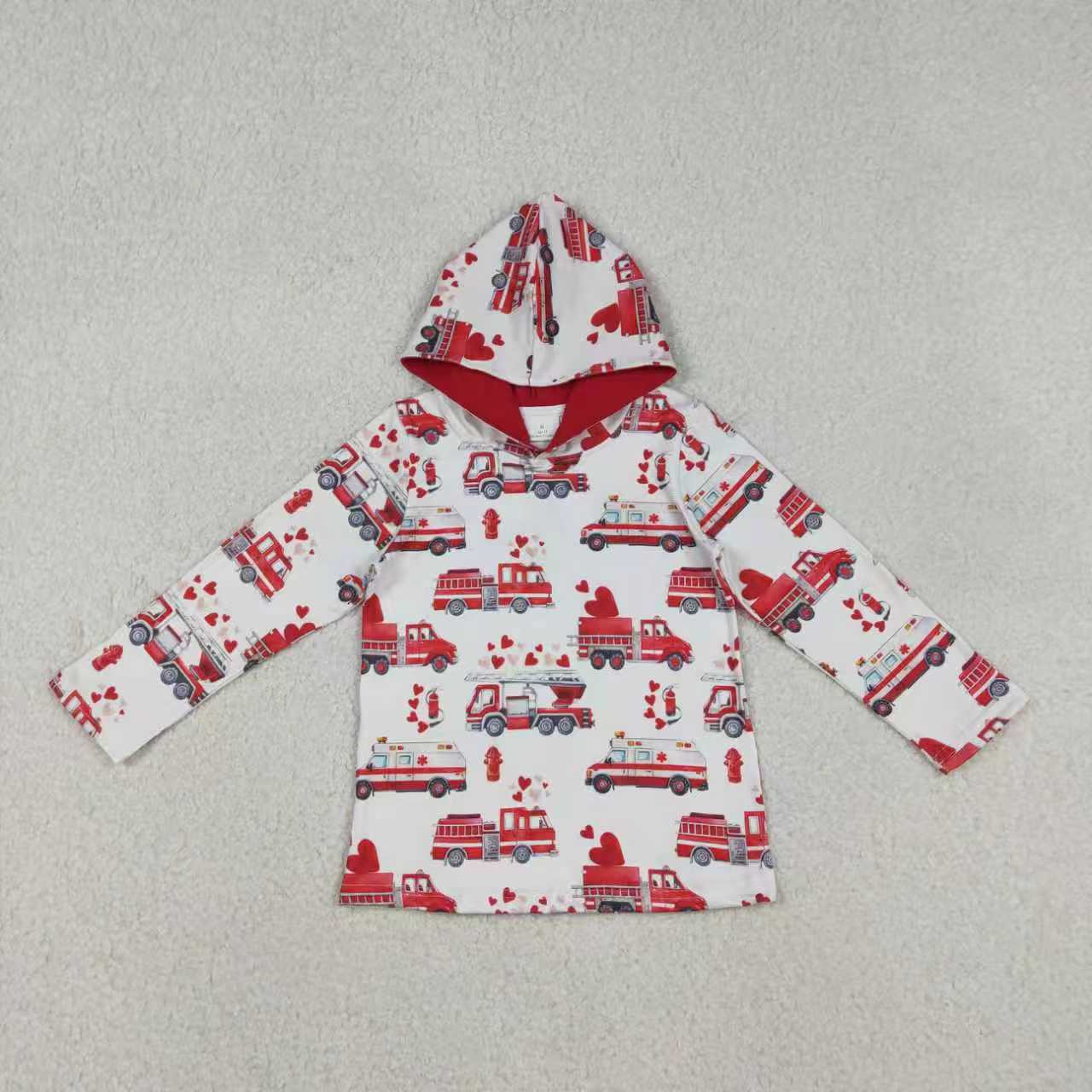 Construction heart design kids long sleeve hoodie top