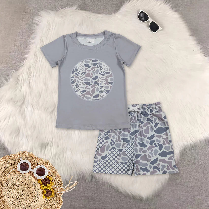 Baseball short sleeve top matching shorts boy summer outfit