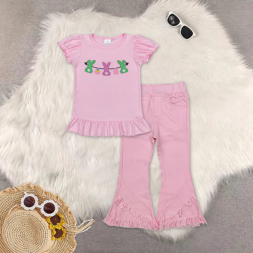 Easter bunny top flare  jeans pants outfit