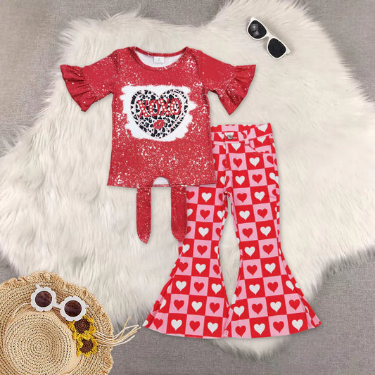 Xoxo top flare jeans pants Valentines day outfit