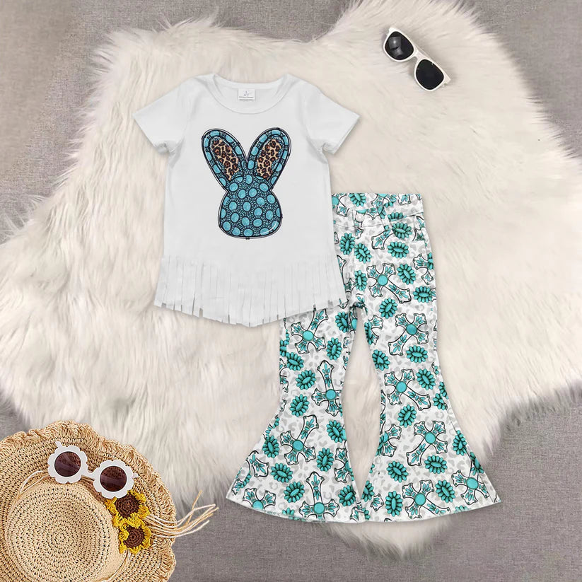 Easter bunny top flare  jeans pants outfit