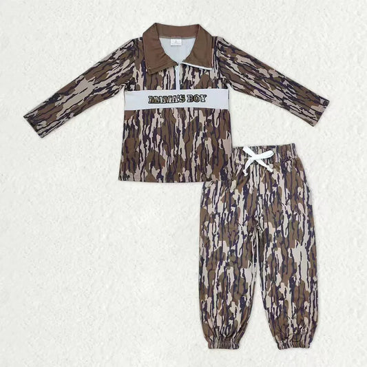 Mamas boy long sleeve top matching pants kids outfit