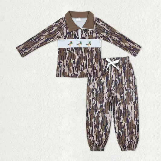 Mallard duck long sleeve top matching pants kids outfit