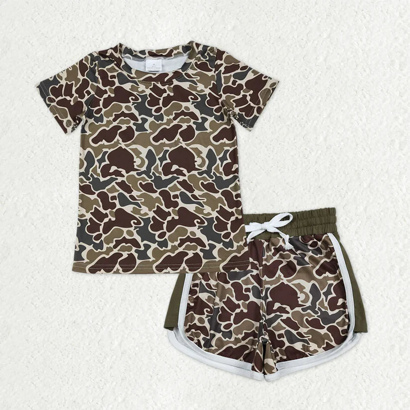 Camo short sleeve top matching shorts boy summer outfit