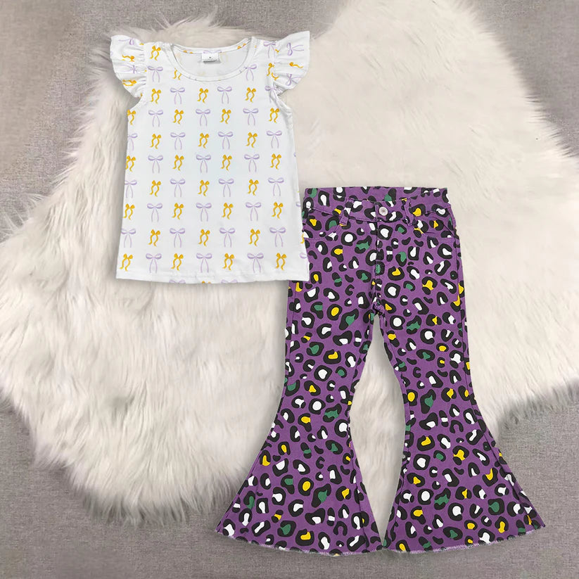 Mardi gras bow top flare jeans pants Mardi Gras outfit