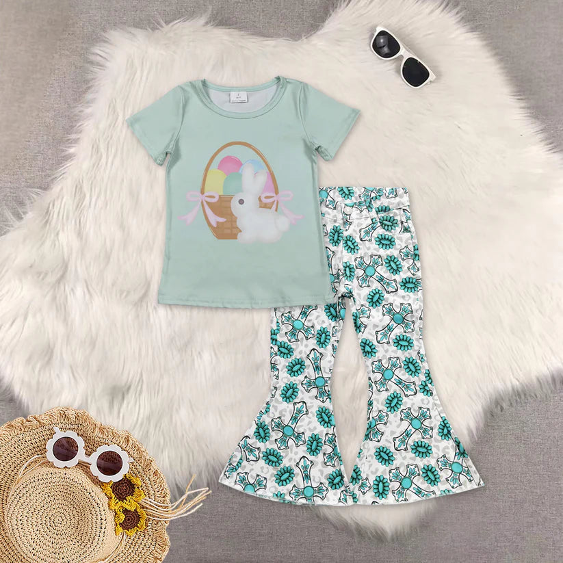 Easter bunny top flare jeans pants outfit