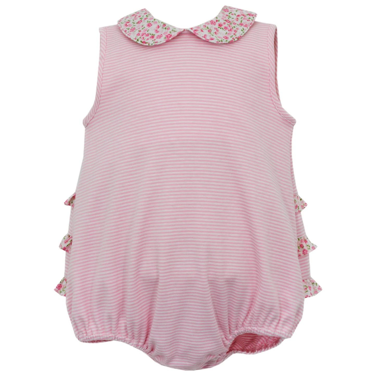 toddle baby girl pink stripes floral ruffle bubble romper