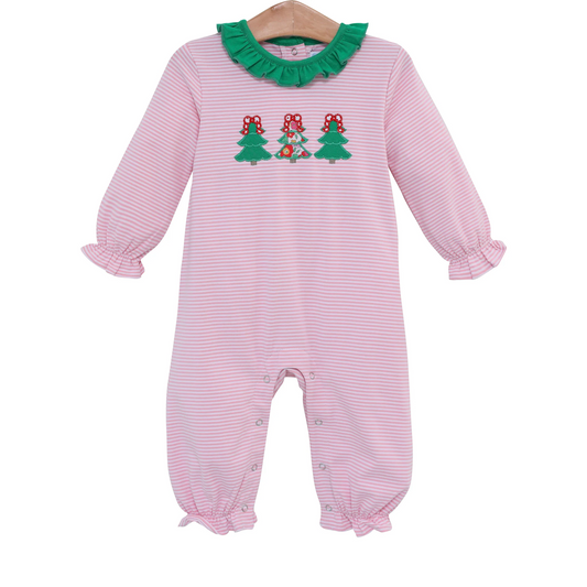 toddle girls Christmas tree long sleeve  romper