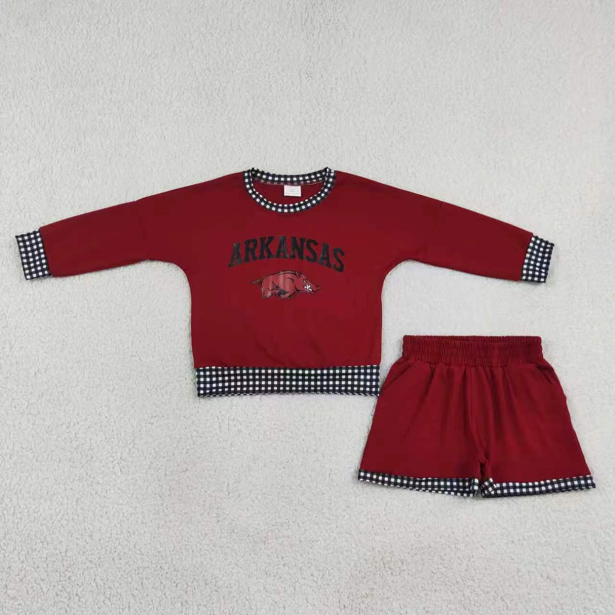 long sleeve pullover vinyl top matching shorts girls team design outfit