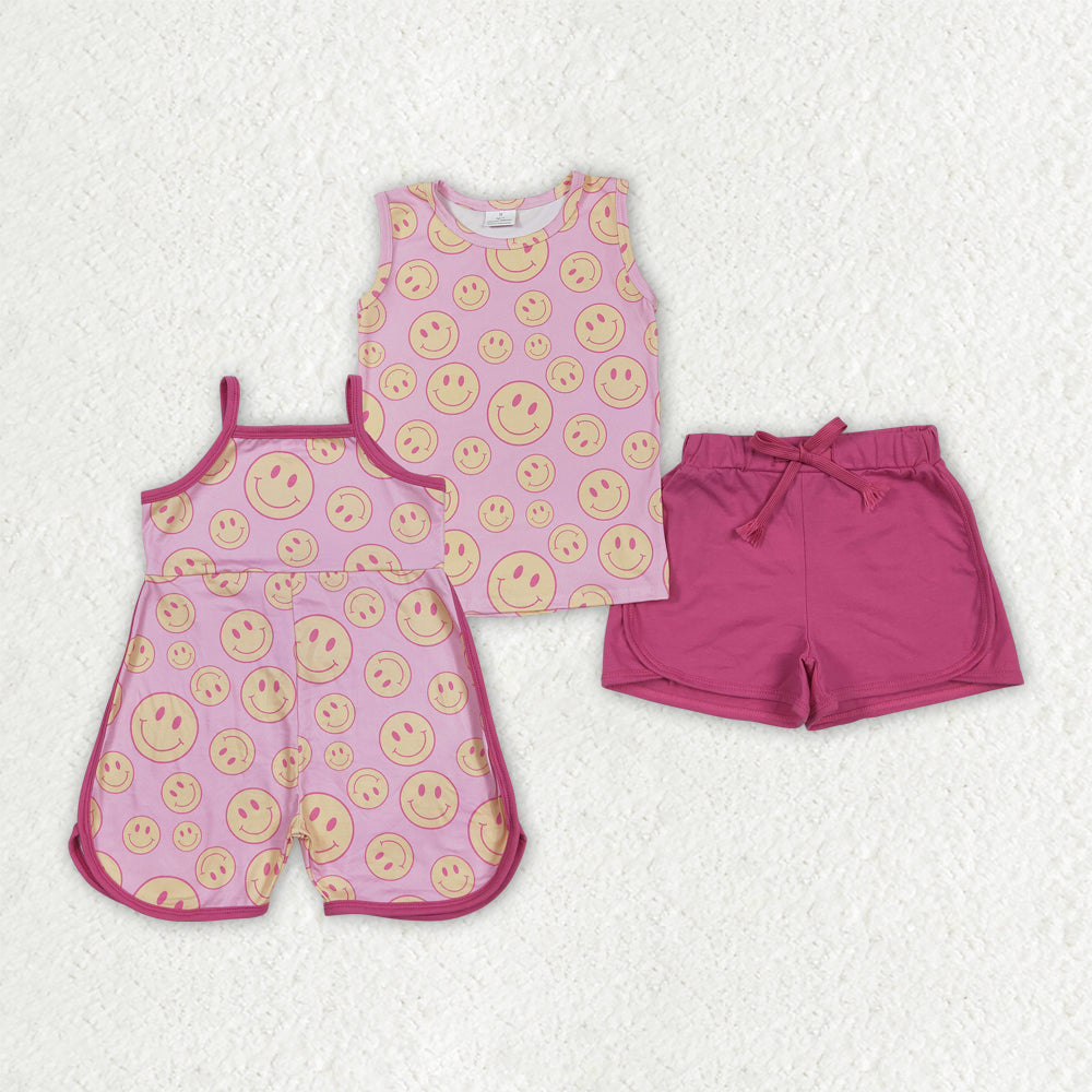 Smile face shirt yoga shorts summer outfit