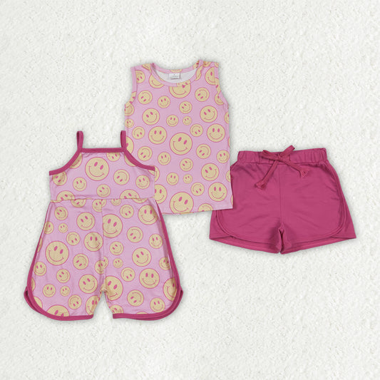 Smile face shirt yoga shorts summer outfit