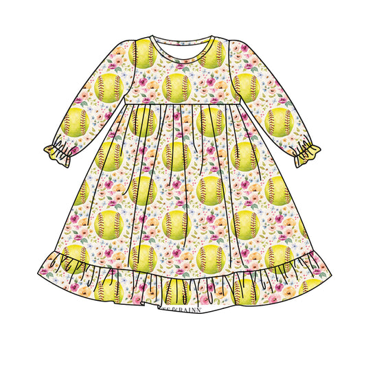baby girls long sleeve baseball gown