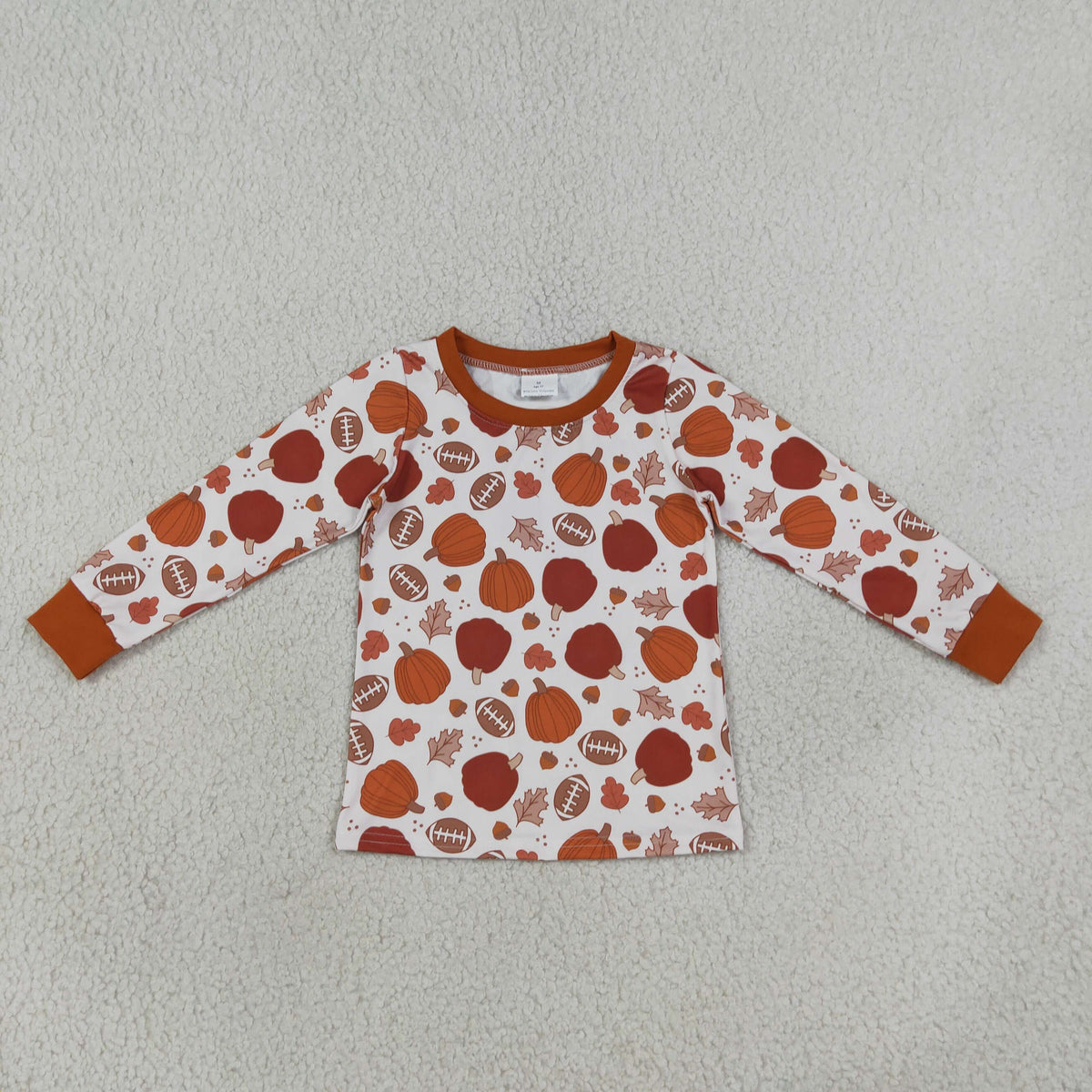 Fall pumpkin boys long sleeve thanksgiving pajama set outfit