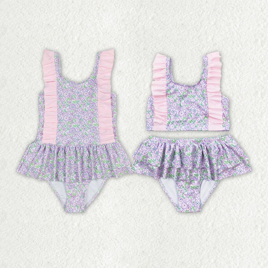 best sister lavender floral two pieces swimwear