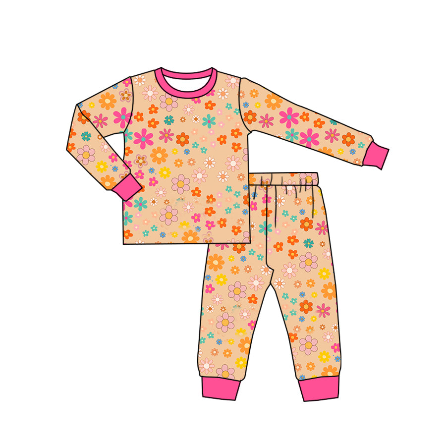 toddle baby flower girls long sleeve pajama set