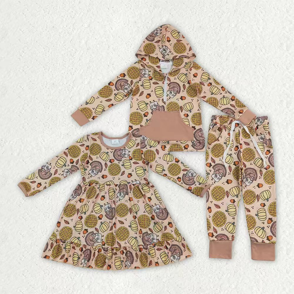 Long sleeve thanksgiving boys matching hoodie outfit