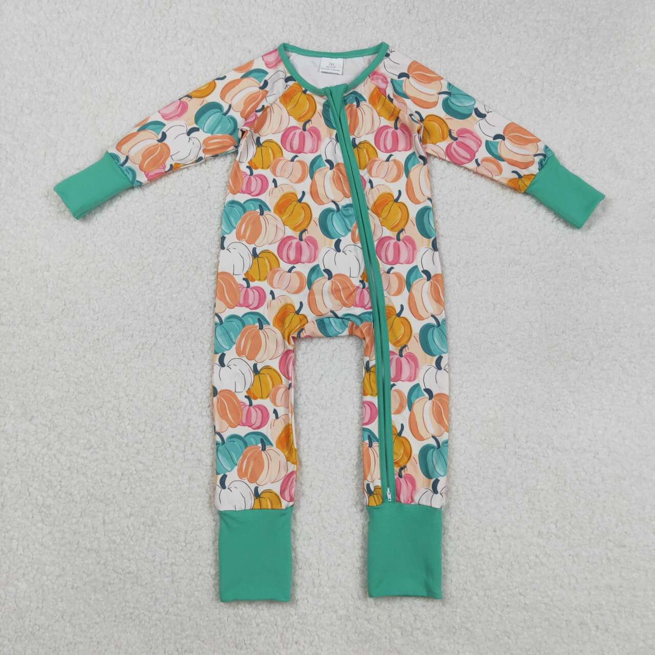 Colorful pumpkins design kids long sleeve romper