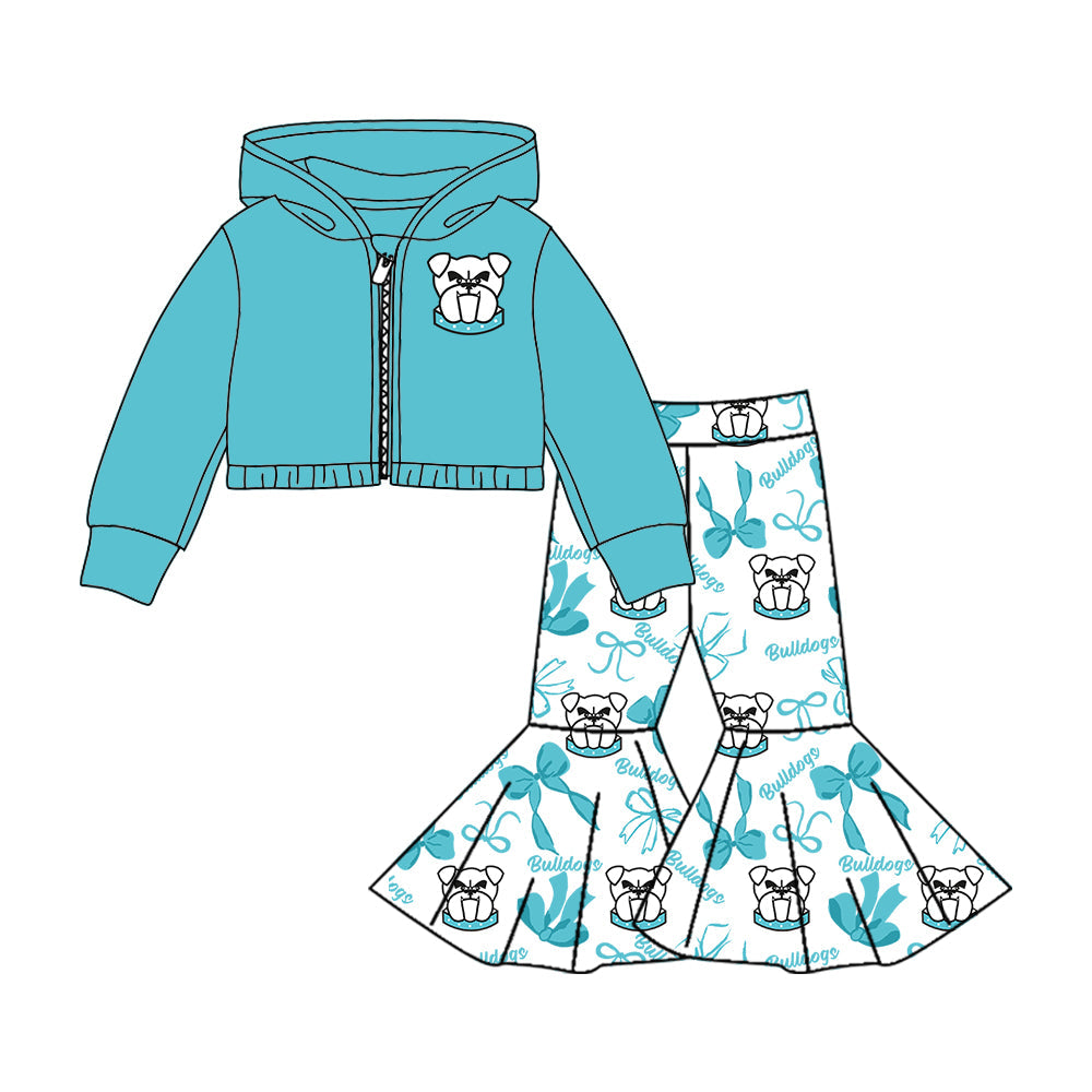 Girls long sleeve zip top matching pants custom team outfit