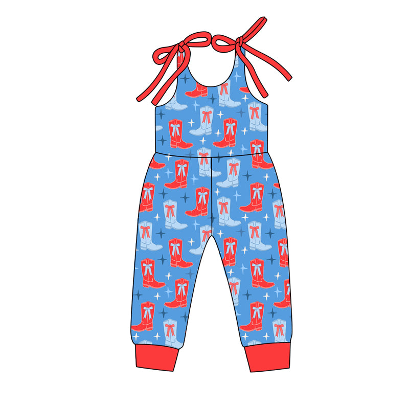 Western boots design kids baby summer romper