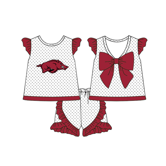 Custom team top matching shorts girl summer outfit