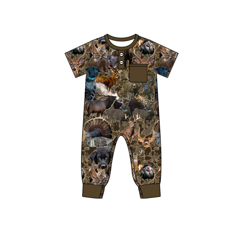 Toddle baby hunting season short sleeve romper wholesale factory price