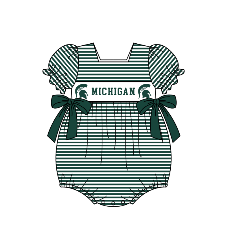 Custom collegiate team design toddle girl summer romper