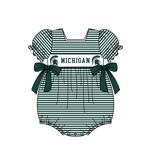 Custom collegiate team design toddle girl summer romper