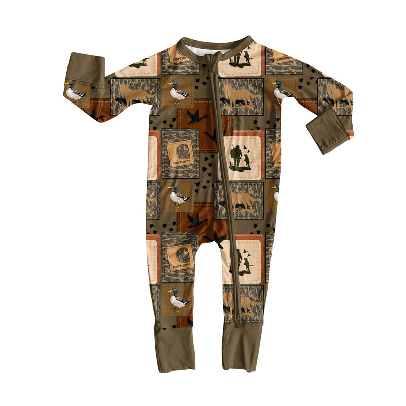 toddle baby gone hunting long sleeve zip romper