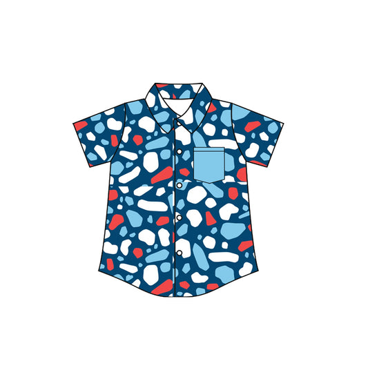 Kids baby short sleeve july 4th button down top