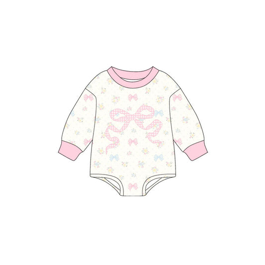 Toddle baby girls pink bow romper wholesale factory price