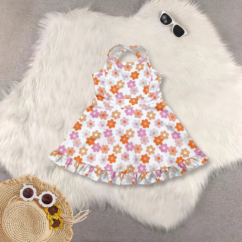 Baby girls bow design active wear athletic summer yoga skirt dress