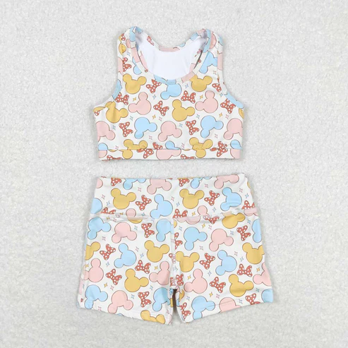 best sister matching printed summer yoga short set wholesale baby clothes