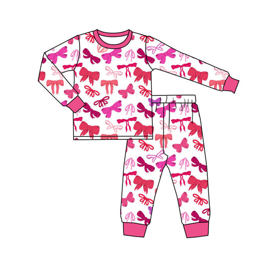 Red bow design kids pajama set wholesal factory price