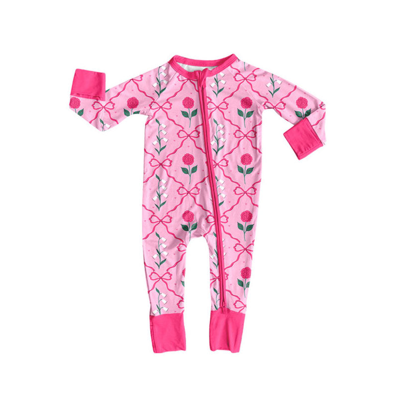 toddle baby flowers long sleeve zip romper