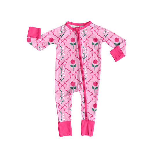 toddle baby flowers long sleeve zip romper