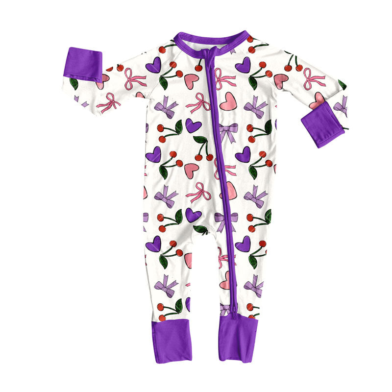 toddle baby Valentines heart long sleeve zip romper wholesale factory price