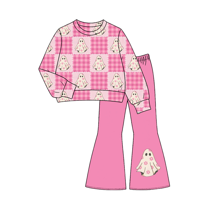 Toddle kids girl halloween ghost custom design long sleeve outfit