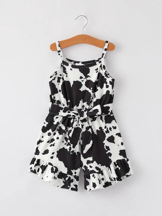 baby girls black cowhide summer jumpsuit