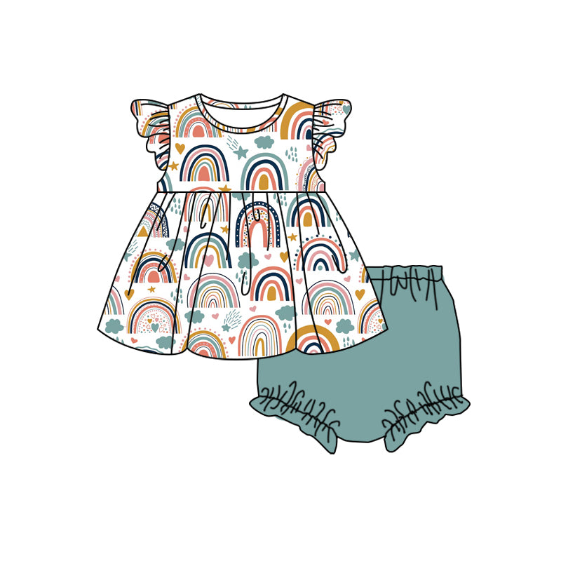 baby girl rainbow bummies set