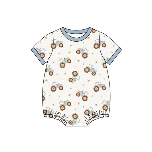 Farm tractor design kids baby holiday romper