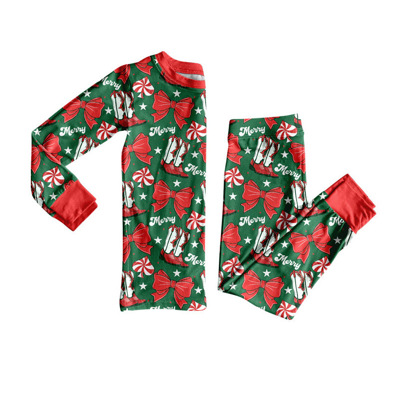 Toddle kids Christmas bow design matching outfit