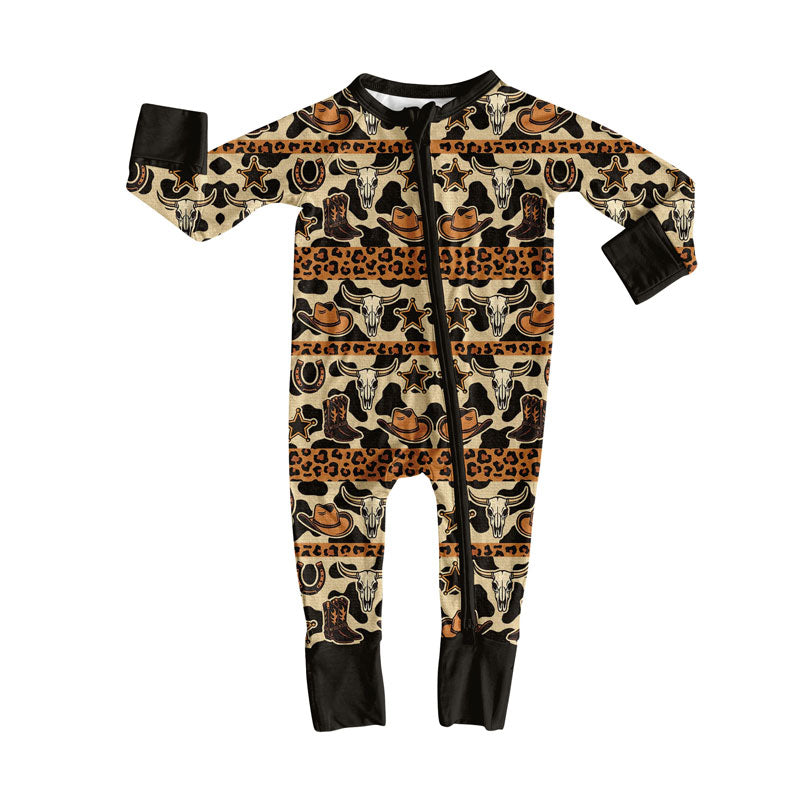 Toddle baby western cow design long sleeve romper wholesale factory price
